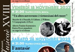 Sabato 5 il pianista Martin Kasìk suona Chopin, venerdì 18 il dialogo tra le tastiere della fisarmonica e del pianoforte di Alberto Fantino e di Enrico Pesce, sabato 26 novembre la conversazione fra il flauto di Alberto Navarra e il pianoforte di Martina Consonni